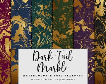 Papel digital con efecto mármol oscuro, texturas metalizadas, fondos de mármol, imprimible, descarga instantánea, oro, plata, cobre, uso comercial.