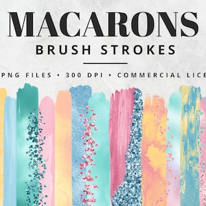 Pastel Brush Strokes Clipart, Paint Strokes, PNG, Gold Foil Brush Strokes, Watercolor Brush Strokes, Glitter, Confetti, Clip Art Set