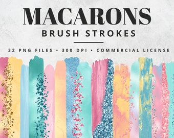 Imágenes prediseñadas de pinceladas de pastel, pinceladas de pintura, PNG, pinceladas de lámina dorada, pinceladas de acuarela, purpurina, confeti, conjunto de imágenes prediseñadas