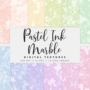 Pastel Marble Digital Paper, Marble Textures, Marble Backgrounds, Printable, Instant Download, Marble Clipart, Commercial Use