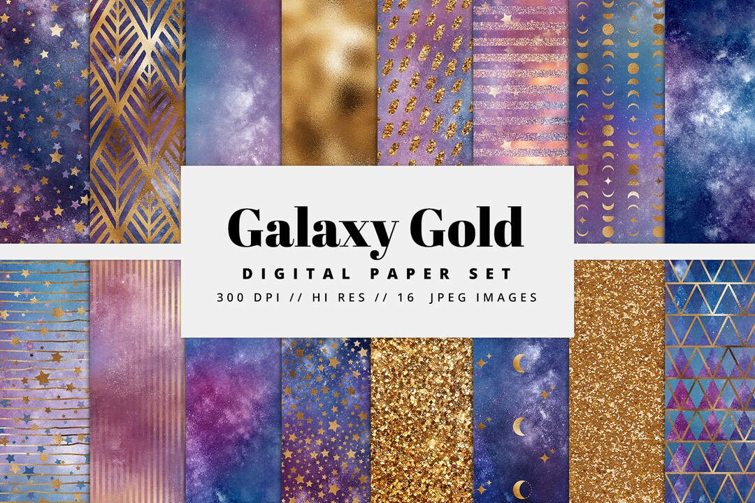 Galaxy Gold Foil Seamless Digital Paper, Seamless Background Textures ...