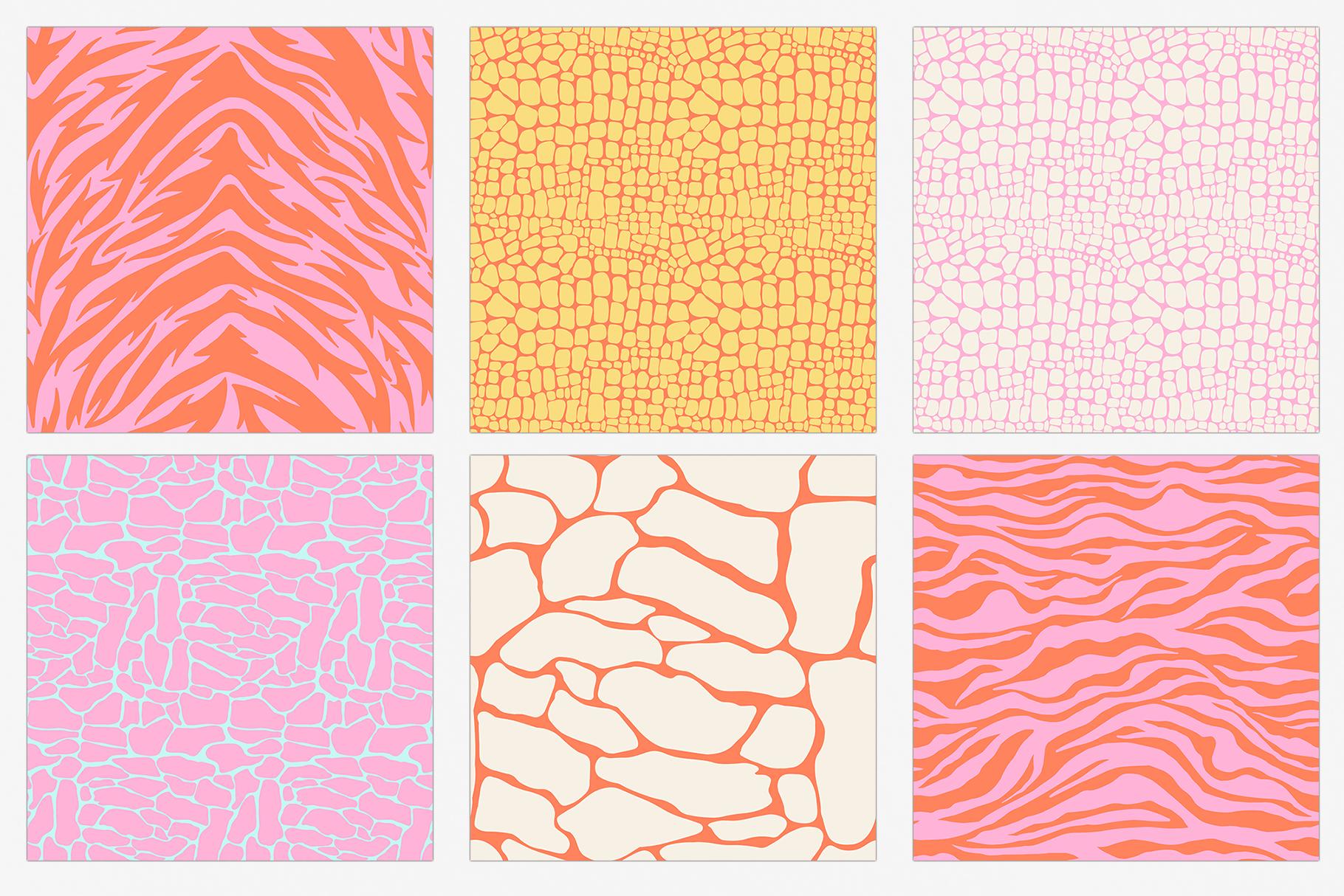 Pastel Safari Animal Print Digital Paper Set, Seamless Trendy Patterns ...