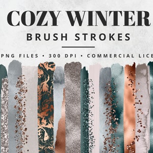 Copper Teal Brush Strokes Clipart, Paint Strokes, PNG, Gold Foil Brush Strokes, Watercolor Brush Strokes, Glitter, Confetti, Clip Art Set