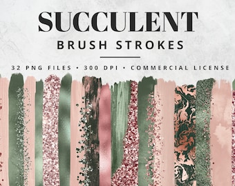 Green and Pink Brush Strokes Clipart, Paint Strokes, PNG, Gold Foil Brush Strokes, Watercolor Brush Strokes, Glitter, Confetti, Clip Art