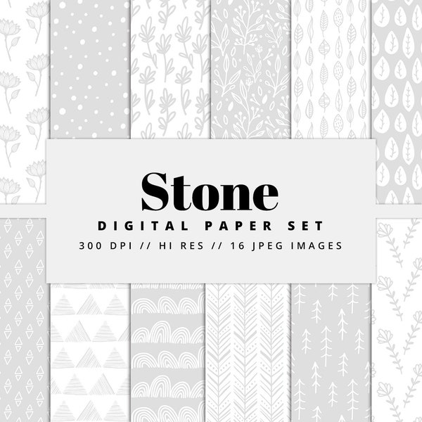 Stone Gray Pastel Digital Paper, Printable Paper, Pastel Patterns, Instant Download, Commercial Use