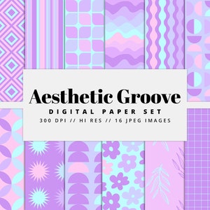 Aesthetic Patterns, Retro Digital Paper Pack, Seamless Backgrounds, Scrapbook & Planner Textures, Commercial Use JPGs, Printable Craft Paper