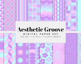 Aesthetic Patterns, Retro Digital Paper Pack, Seamless Backgrounds, Scrapbook & Planner Textures, Commercial Use JPGs, Printable Craft Paper