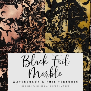 Black Foil Marble Digital Paper, Foil Textures, Marble Backgrounds, Printable, Instant Download, Gold, Silver, Copper, Commercial Use