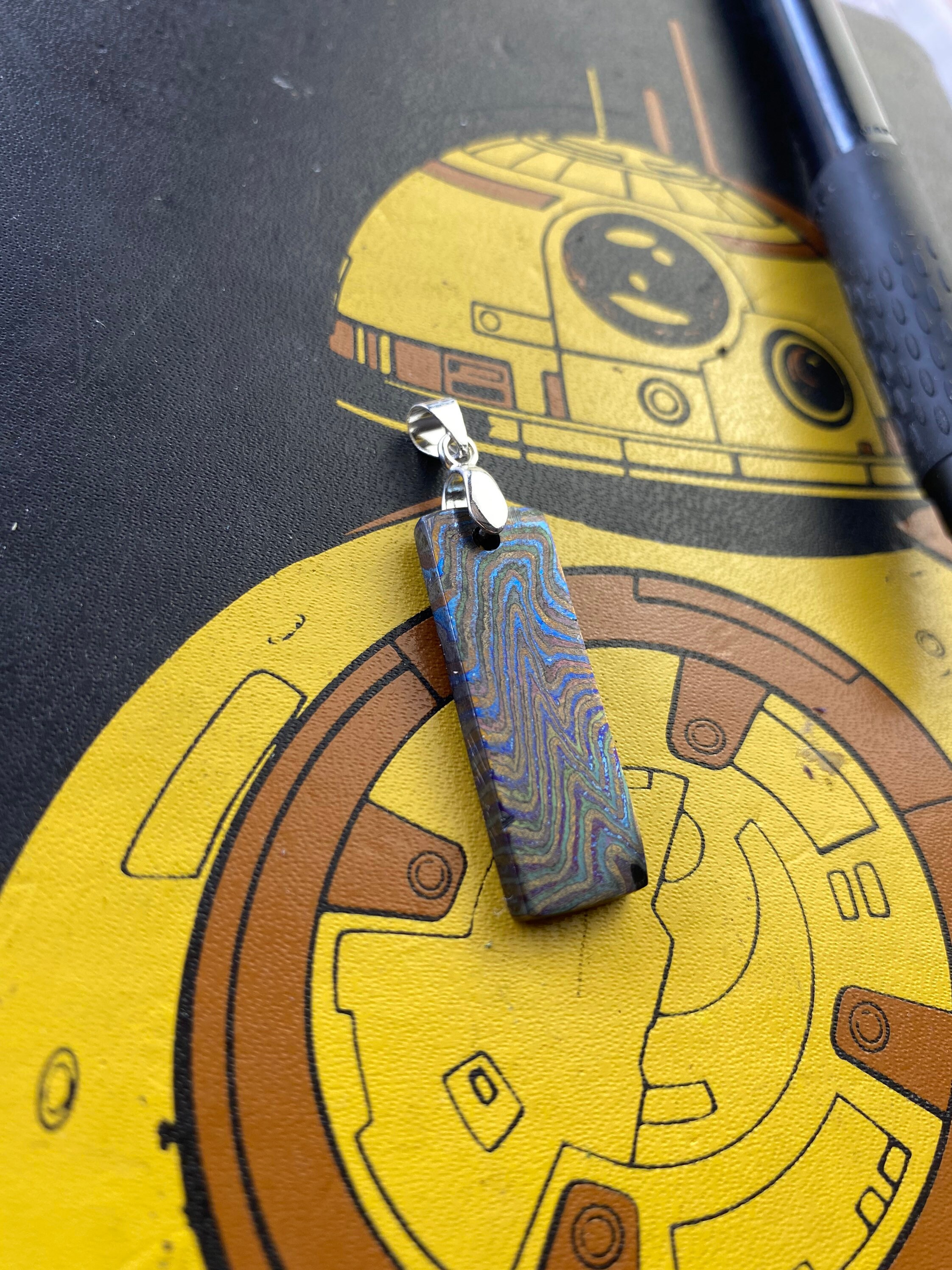 Zirconium Damascus Necklace Pendant Etsy