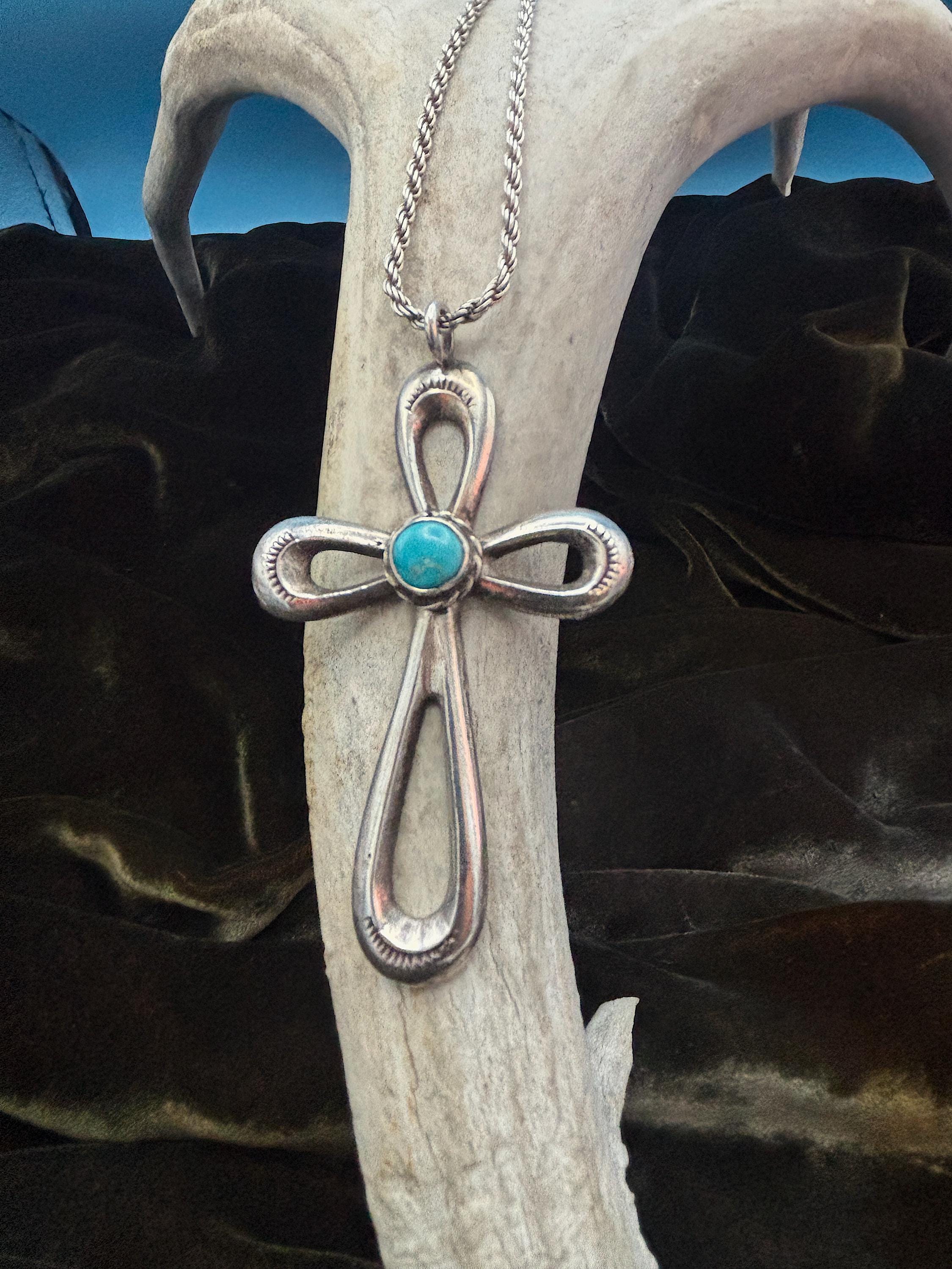 Vintage Navajo Stamped Cross Pendant - Etsy