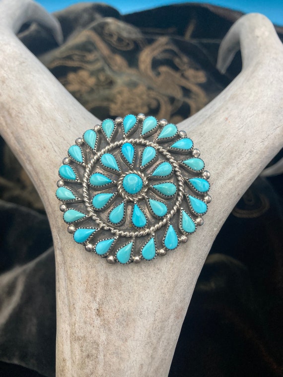 Turquoise Cluster Pendant/Brooch by Phyllis Coonsi