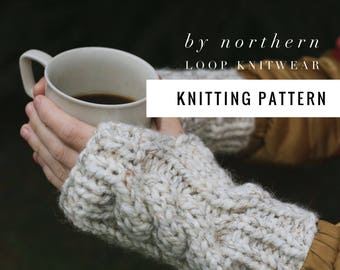 Knitting Pattern / Cable Knit Fingerless Mittens Gloves Easy