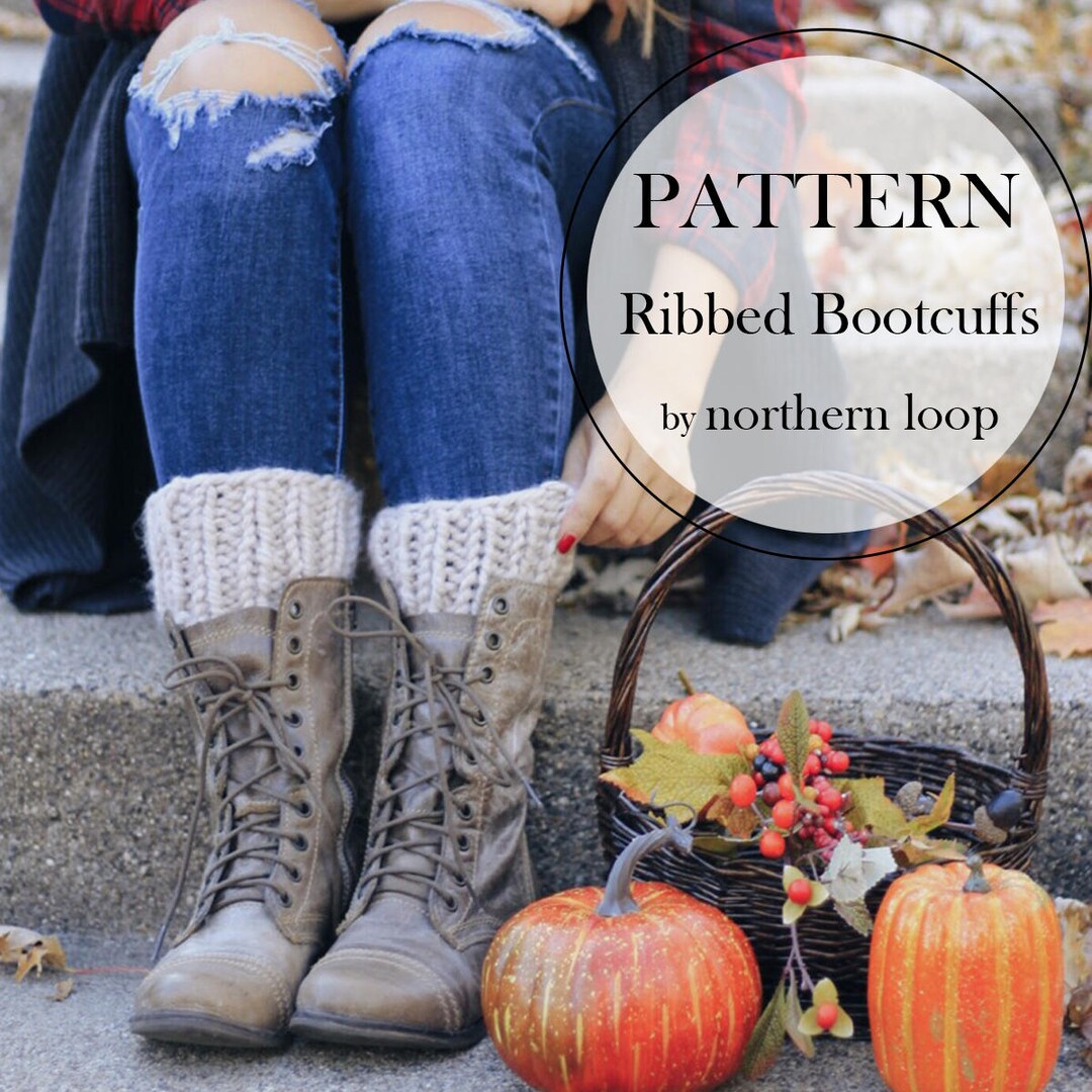 Knitting Pattern / Ribbed Knit Leg Warmers Boot Topper Cuff / Easy Etsy