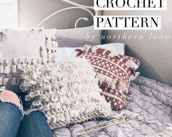 Crochet Pattern / Textured Loop Pillow Wool