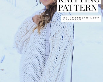 Knitting Pattern / Cable Knit Sweater/ Beginner Easy Jumper