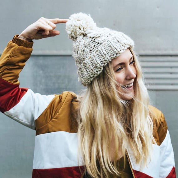 fleece lined cable knit hat