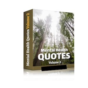 Op de afbeelding: Een boekomslag met een bos scène en de tekst "Mental Health Quotes Volume 2".
