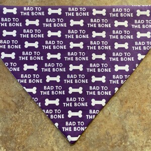 Bad to the Bone Purple Dog Bandana, Bone Dog Bandana Purple Dog Bandana, Purple Gingham Dog Bandana,