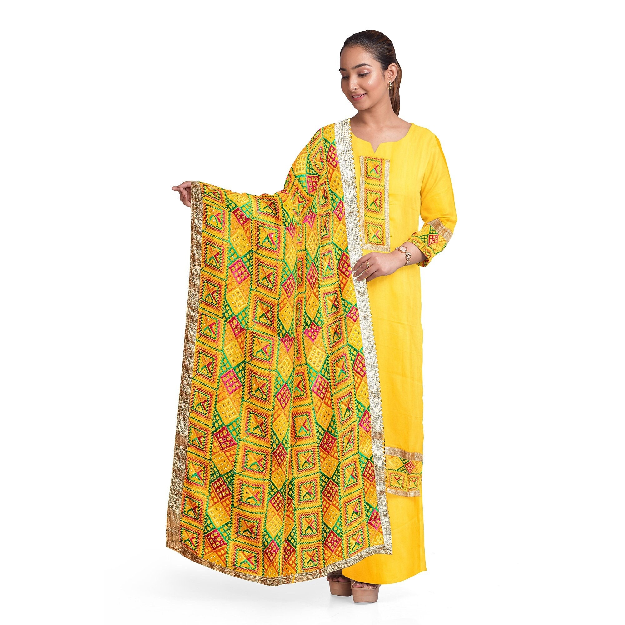 Georgette Suits with Phulkari Handwork only at Queenley – Queenley.me