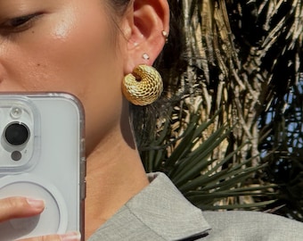 Gold Statement Dome Stud Earrings| Chunky Earrings| Jewelry No tarnish