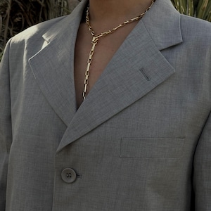 Lariat Necklace| Y Necklace| Gold Layering| Lariat gold | Chunky Lariat| Paperclip