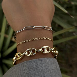 Italian Puff Mariner Bracelet| Gold Puffed Mariner Bracelet| Gold Filled| Women Bracelet|  Stacking Bracelet| Gift for Her