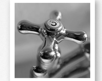 Bathroom Art - 5x5 Square Black & White or Sepia French Taps print for Laundry Room Art or Bathroom Wall Decor