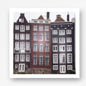 Amsterdam Photography Prints for Gallery Wall, Amsterdam Houses Travel Art, 5x5 Square