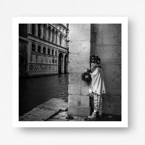 Venice Prints - Carnival of Venice 5x5 Fine Art Photograph Italy Travel Photography in Black & White