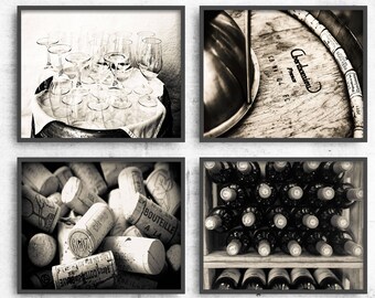 Wine Wall Art Prints for Kitchen or Dining Room, Photography Prints Gallery Wall Set of 4