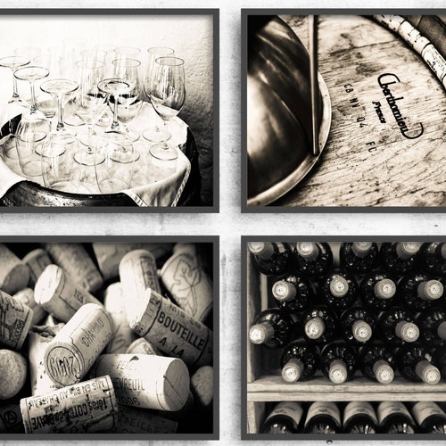 Wine Photography Print Set Kitchen Dining Art Prints Winery Etsy