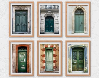 French Green Door Photography Set: Rustic European Wall Art Prints