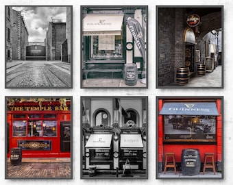 Dublin Pub Wall Art Set – Guinness Bar Photography Prints, Irish Pub Decor, Temple Bar Dublin Photos, Framed or Unframed