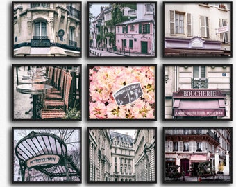 Paris Photography Prints Set: Pink & Beige Gallery Wall Art