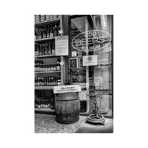 Belgian Beer Wall Art Prints, Black & White Photography Prints, Brussels Europe Travel Bar Decor
