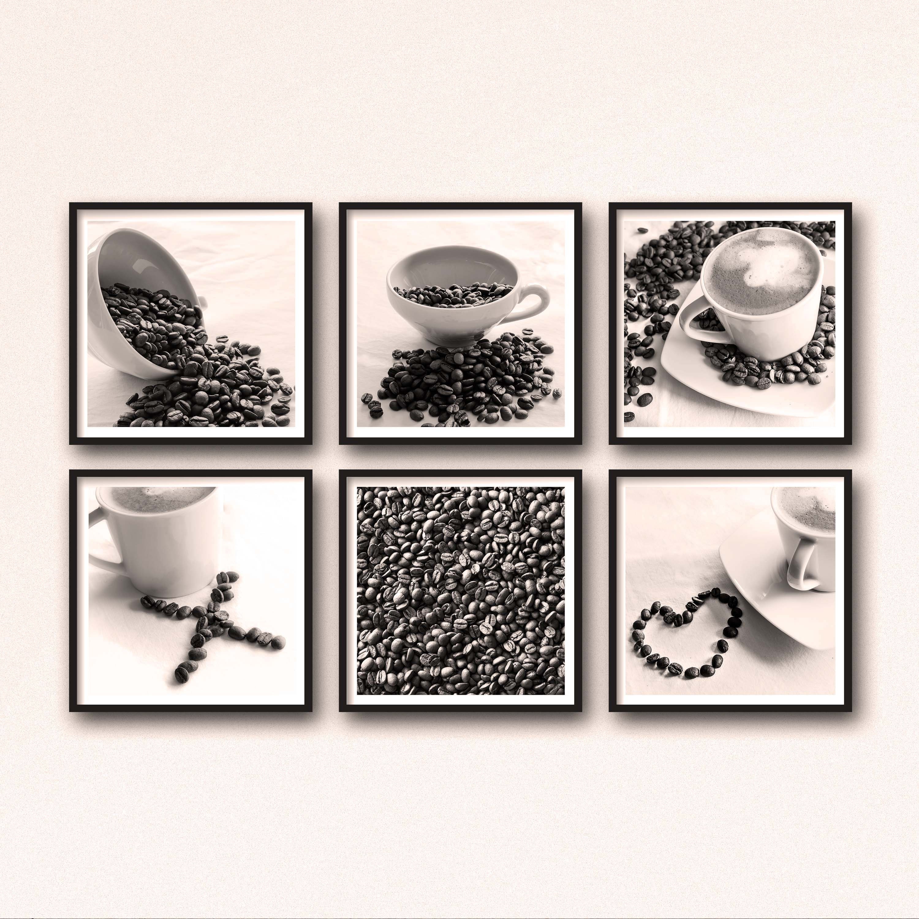 Coffee Wall Decor Gallery Wall Art Set of 6 Coffee Beans | Etsy