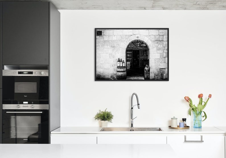 Wine Decor Photography Print, St Emilion Wine Art in Black & White or Color for Rustic Wall Art image 6