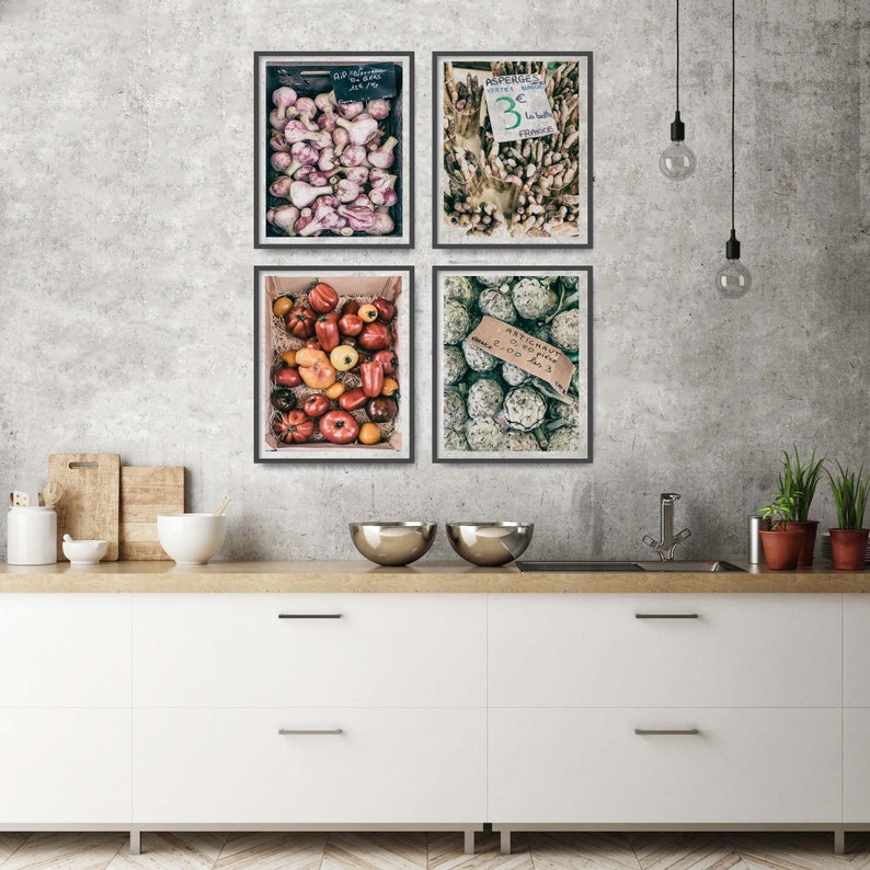 Kitchen Decor Gallery Wall Set French Market Vegetables Etsy