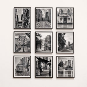 European Travel Photography Wall Art Set – Black and White City Prints