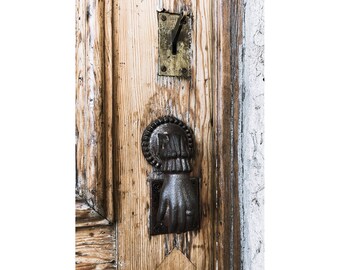 Portugal Rustic Wood Door Farmhouse Decor, Lisbon Door Photography for Brown Room Decor