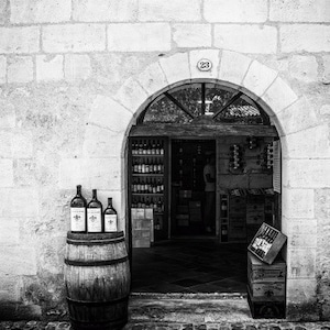 Wine Decor Photography Print, St Emilion Wine Art in Black & White or Color for Rustic Wall Art image 1