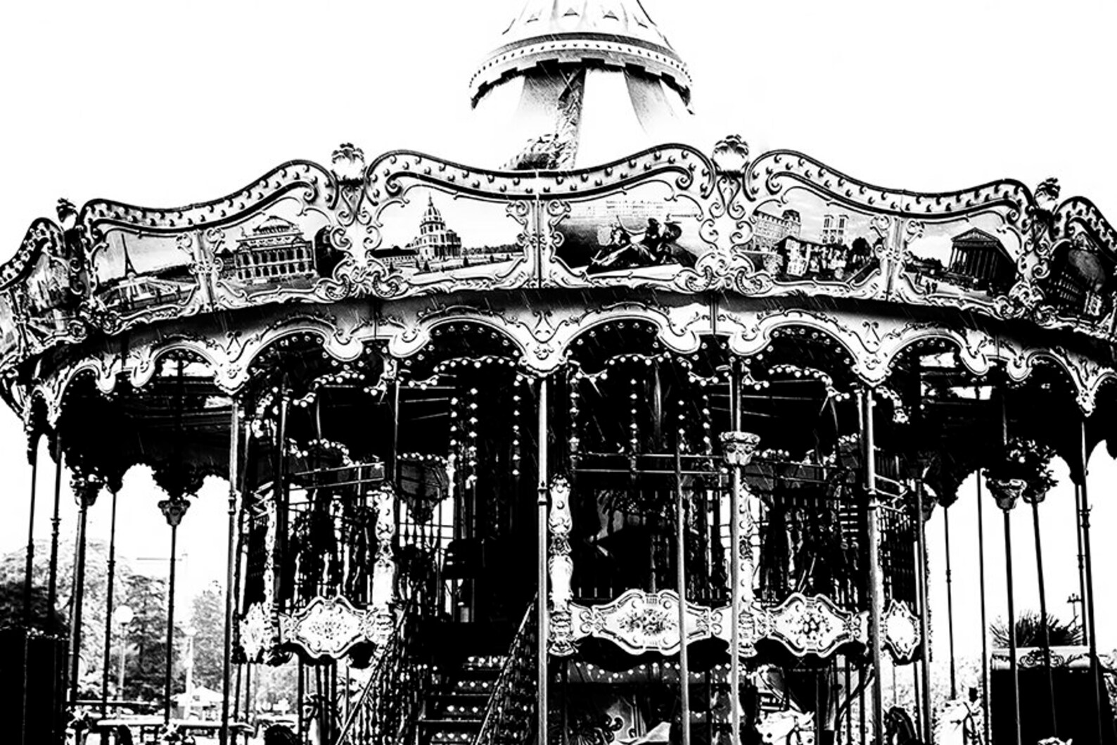 Paris Carousel Photography Prints Wall Art Prints in Black &amp; | Etsy