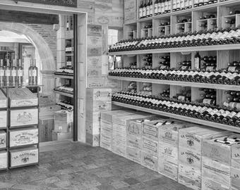 Wine Wall Decor, Winery Photography Prints for Kitchen Decor or Dining Room Art, Black & White Photography