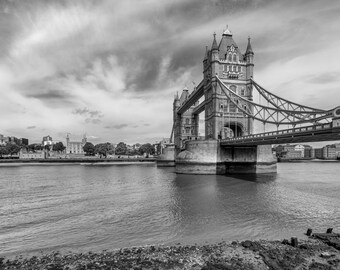 London Wall Art, Tower Bridge and Thames River Black & White Photography Prints