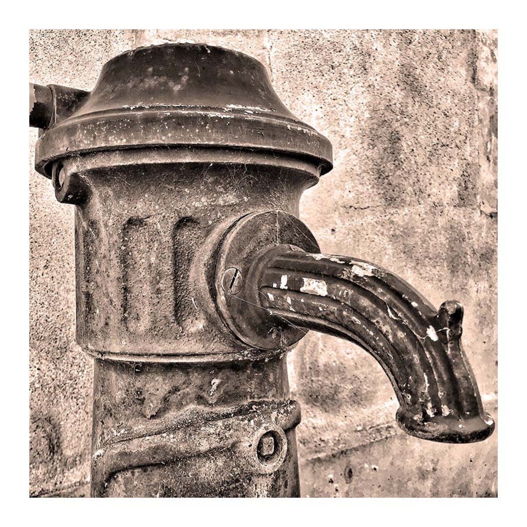 Vintage French Water Pump 5X5 Art Print in Colour Black & Etsy
