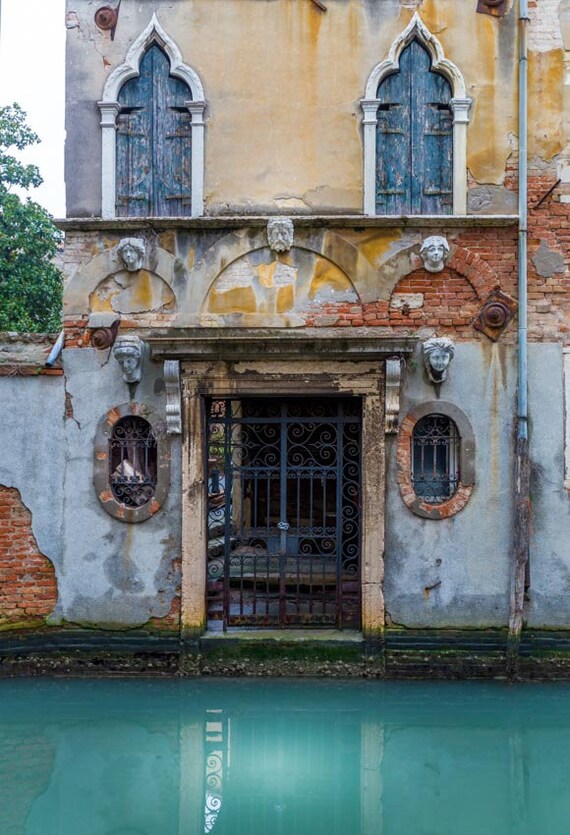 ベネチアの運河建築のプリント – 歴史的なベネチアのヴィンテージ