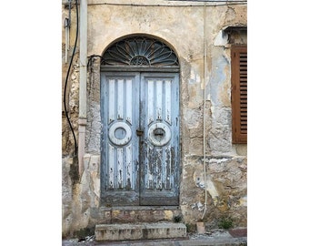 Italy Print - Blue Door in Sicily, Travel Photography Prints for Wall Decor