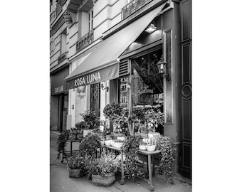 Paris Photography - Paris Flower Shop Print in Black & White or Colour for Bedroom or Living Room Decor