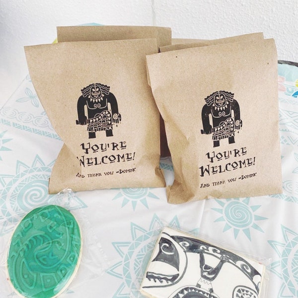 Moana Party Favor Bags - Kids Birthday Collection - Favor Bags - Custom Printed on Kraft Brown Paper Bags