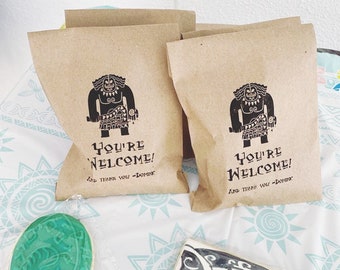 Personalized Moana Birthday Favor Bags • Custom Kraft Goodie / Treat Bags